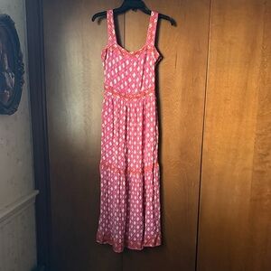 Aspiga NWOT Embroidered Pink, Orange & Ivory Sleeveless Maxi Dress Sz S